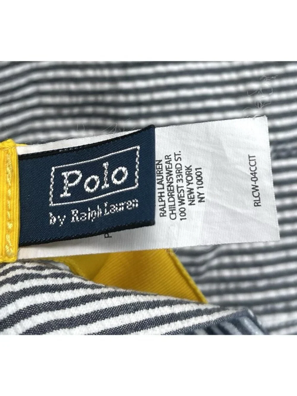 POLO by Ralph Lauren Boys 24M Blue Stripe Seersucker PANTS w/ Yellow Belt EUC